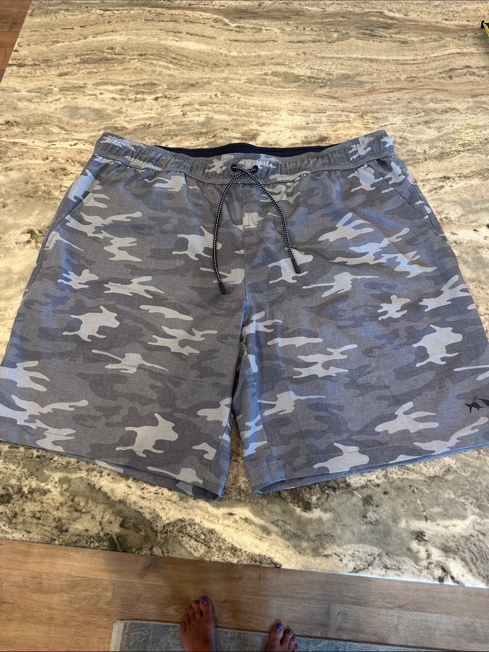 Gray Camo Swim/Active Shorts